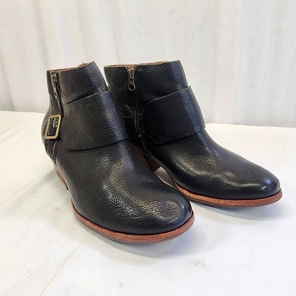 Kork Ease Boots Womens Isa Black Full Grain Leather Heeled Ankle Booties 7.5 - Picture 1 of 12